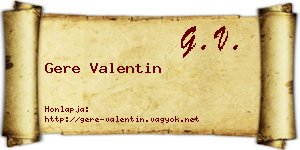 Gere Valentin névjegykártya